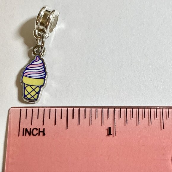 Disney Snacks Ice Cream Cone European Bead Slider Charm Enamel Signed Stitch - Picture 7 of 8